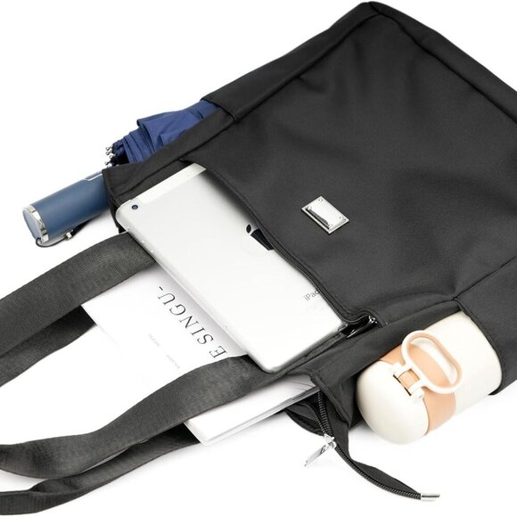 Women Nylon Tote Bag with Multiple Pockets Waterproof Shoulder Handbag for Work - Picture 2 of 7